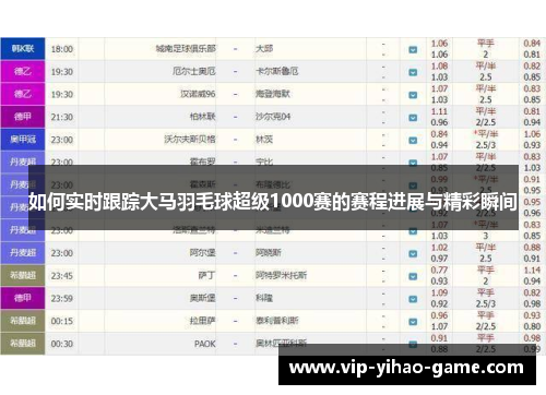 如何实时跟踪大马羽毛球超级1000赛的赛程进展与精彩瞬间