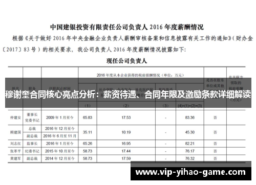 穆谢奎合同核心亮点分析：薪资待遇、合同年限及激励条款详细解读