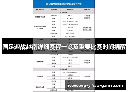 国足迎战越南详细赛程一览及重要比赛时间提醒